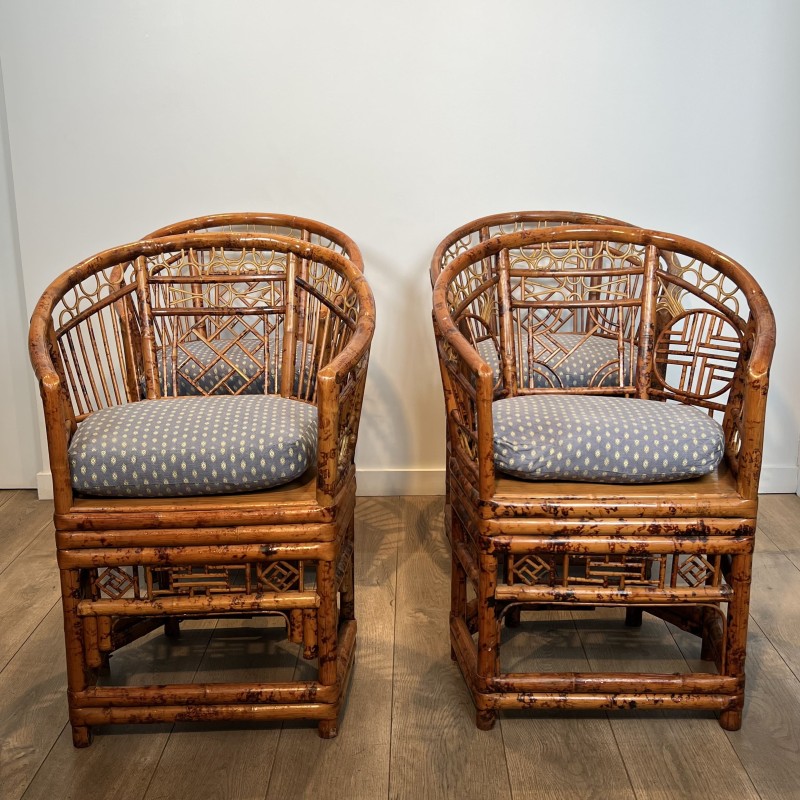 Set of Faux Tortoiseshell Bamboo Armchairs, Brighton Pavil | Maison Barrois