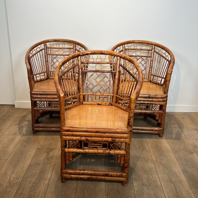 Set of Faux Tortoiseshell Bamboo Armchairs, Brighton Pavil | Maison Barrois