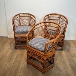 Set of Faux Tortoiseshell Bamboo Armchairs, Brighton Pavil | Maison Barrois