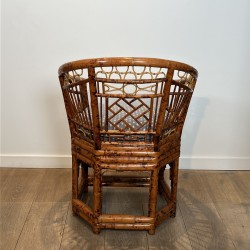 Suite de Fauteuils en Bambou Façon Écaille de Tortue, Styl | Maison Barrois
