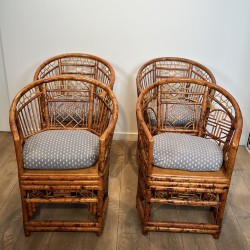 Set of Faux Tortoiseshell Bamboo Armchairs, Brighton Pavil | Maison Barrois