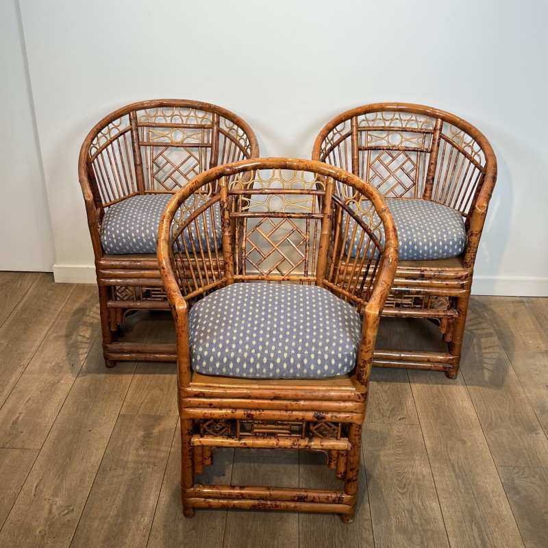 Set of Faux Tortoiseshell Bamboo Armchairs, Brighton Pavil | Maison Barrois