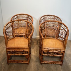 Suite de Fauteuils en Bambou Façon Écaille de Tortue, Styl | Maison Barrois