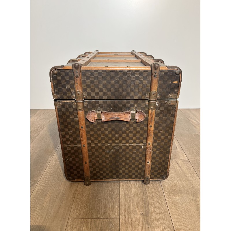 Louis Vuitton Travel Trunk in Damier Canvas, Wooden Slats | Maison Barrois