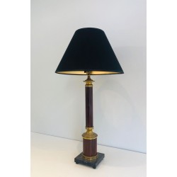 Paire de Lampes Néoclassiques en Métal Faux-Bois et Laiton, Travail Français, vers 1940