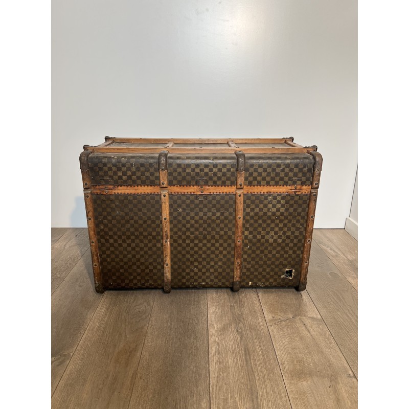 Louis Vuitton Travel Trunk in Damier Canvas, Wooden Slats | Maison Barrois