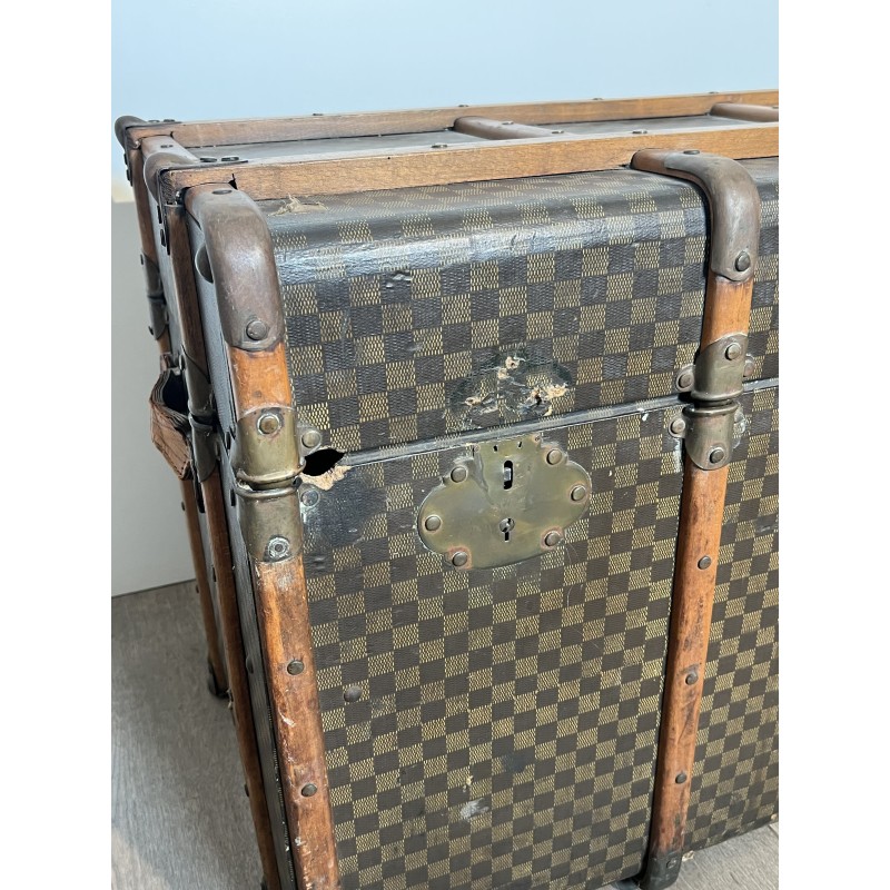 Louis Vuitton Travel Trunk in Damier Canvas, Wooden Slats | Maison Barrois
