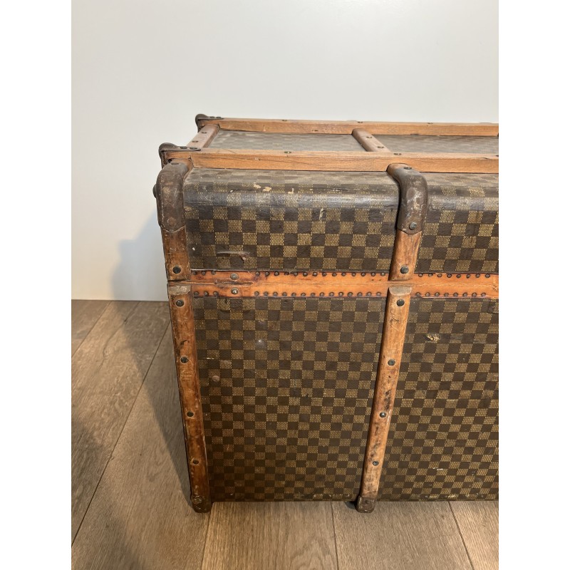 Louis Vuitton Travel Trunk in Damier Canvas, Wooden Slats | Maison Barrois