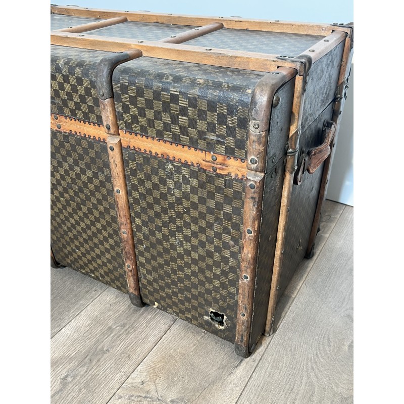 Louis Vuitton Travel Trunk in Damier Canvas, Wooden Slats | Maison Barrois