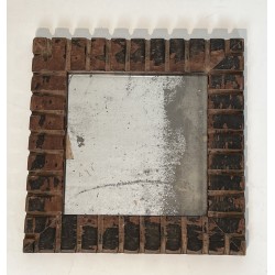 Square Mirror with Carved Wood Frame Decorated with Dentil | Maison Barrois