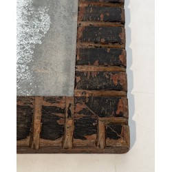 Square Mirror with Carved Wood Frame Decorated with Dentil | Maison Barrois