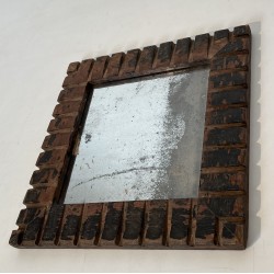 Square Mirror with Carved Wood Frame Decorated with Dentil | Maison Barrois