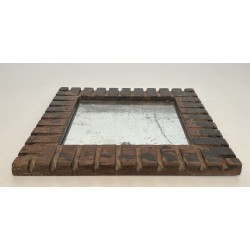 Square Mirror with Carved Wood Frame Decorated with Dentil | Maison Barrois