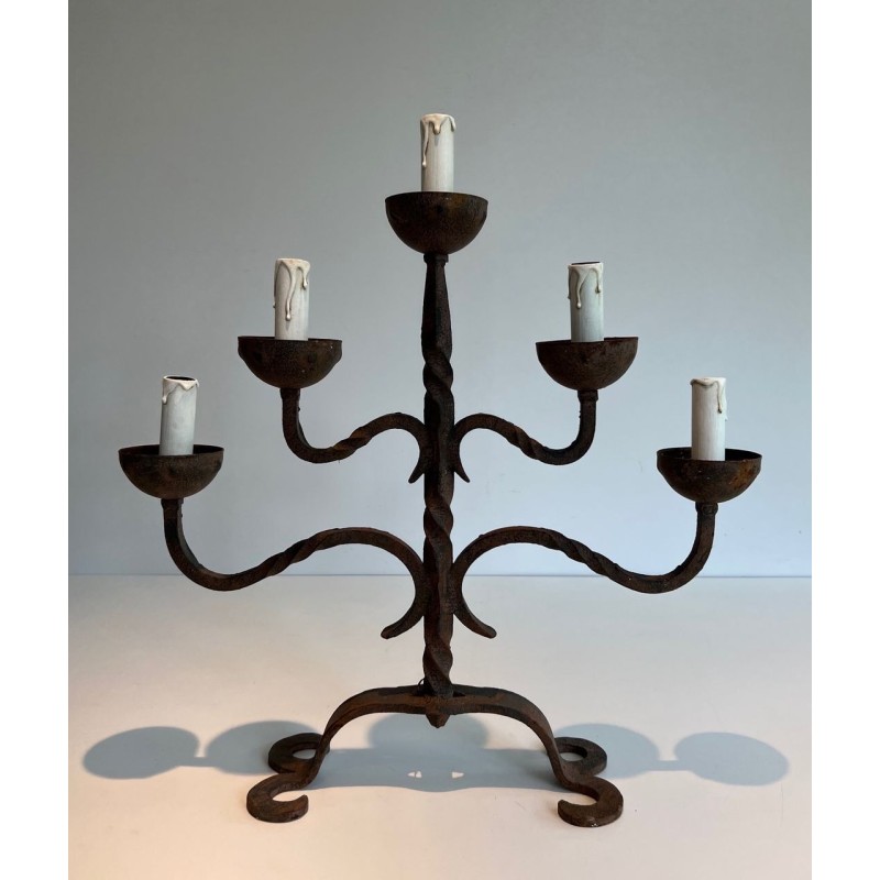 Candélabre en Fer Forgé à 5 Bras de Lumières