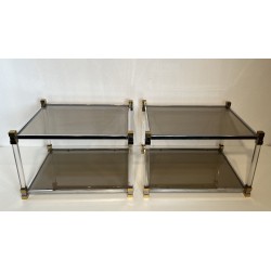 Paire de Bouts de Canapé en Lucie et Laiton à Deux Plateau | Maison Barrois