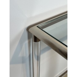 Console with Cut Corners in Plexiglas and Chrome Metal, Tw | Maison Barrois