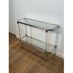Console à Pans Coupés en Plexiglas et Métal Chromé, Deux P | Maison Barrois