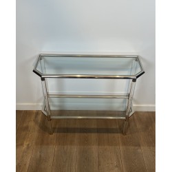 Console à Pans Coupés en Plexiglas et Métal Chromé, Deux P | Maison Barrois