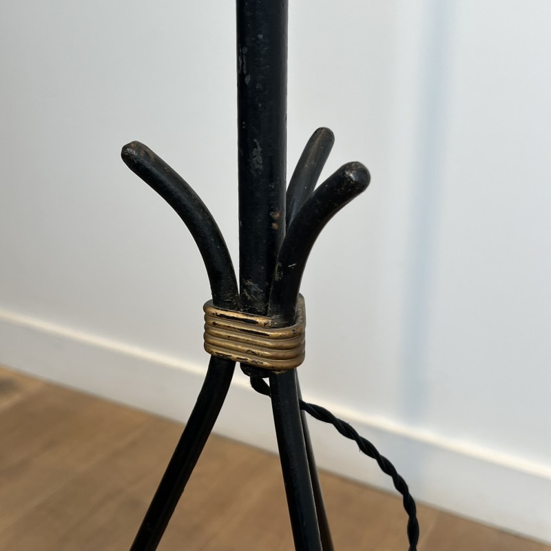 Lampadaire Tripode en Métal Laqué Noir et Laiton, Travail | Maison Barrois