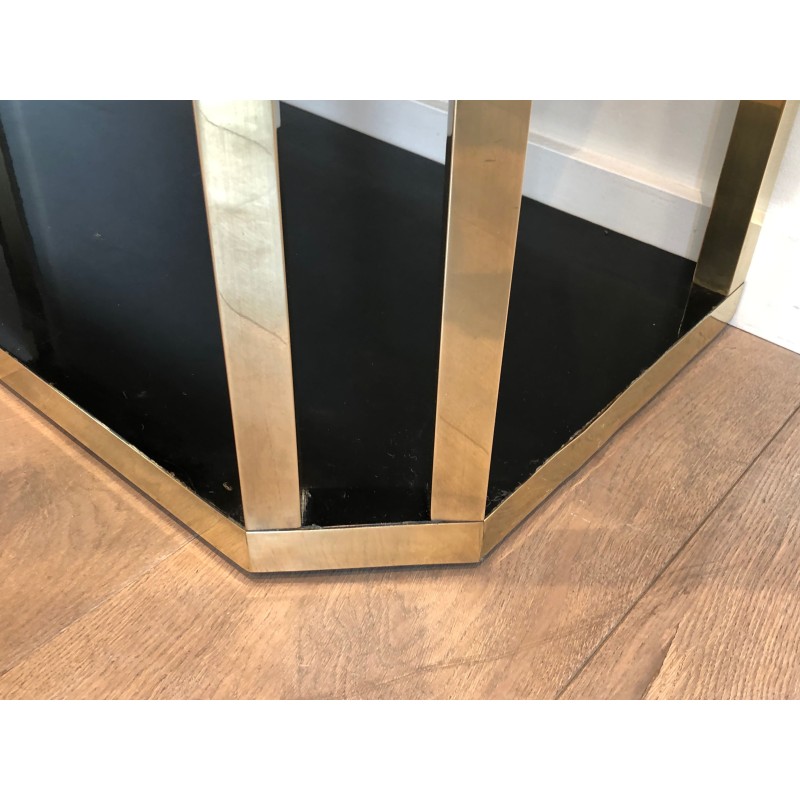 Canted Console in Black Lacquer and Brass Opening with Two | Maison Barrois