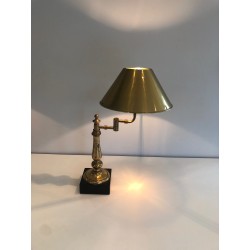 Pair of Brass Desk Lamps with Articulated Arm and Brass Sh | Maison Barrois