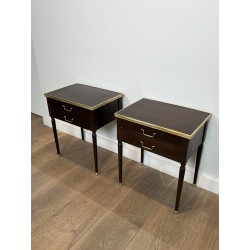 Pair of Louis XVI Style Bedside Tables in Mahogany with Tw | Maison Barrois