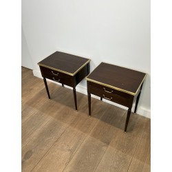 Pair of Louis XVI Style Bedside Tables in Mahogany with Tw | Maison Barrois