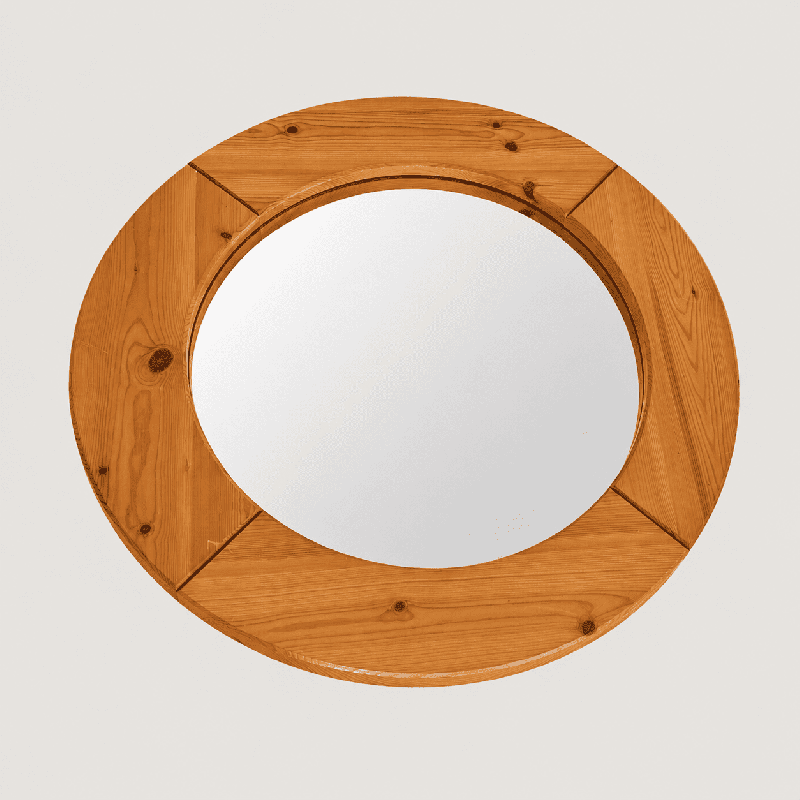 Miroir Rond en Pin Massif, Travail Moderniste dans le Goût | Maison Barrois