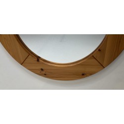 Round Mirror in Solid Pine, Modernist Work in the Style of | Maison Barrois
