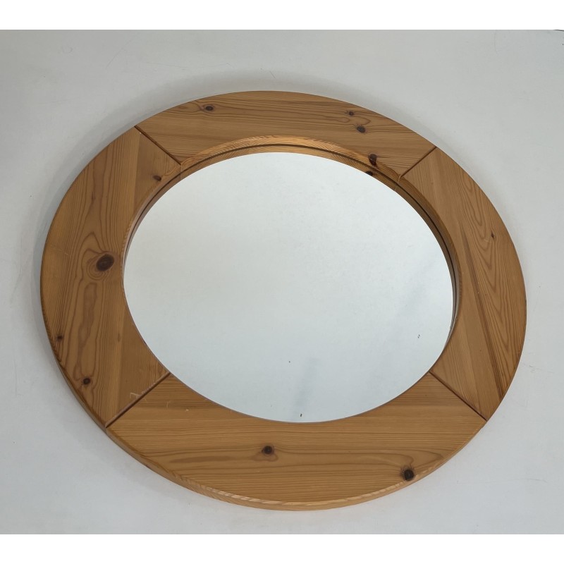 Miroir Rond en Pin Massif, Travail Moderniste dans le Goût | Maison Barrois