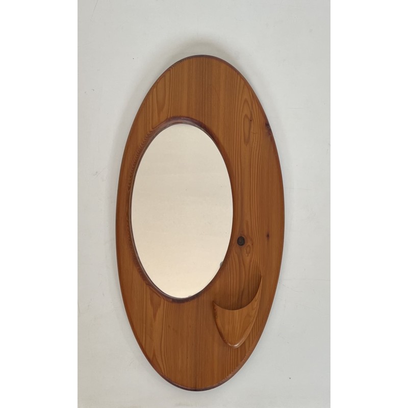 Oval Mirror in Carved Solid Pine with Organic Form, Scandi | Maison Barrois