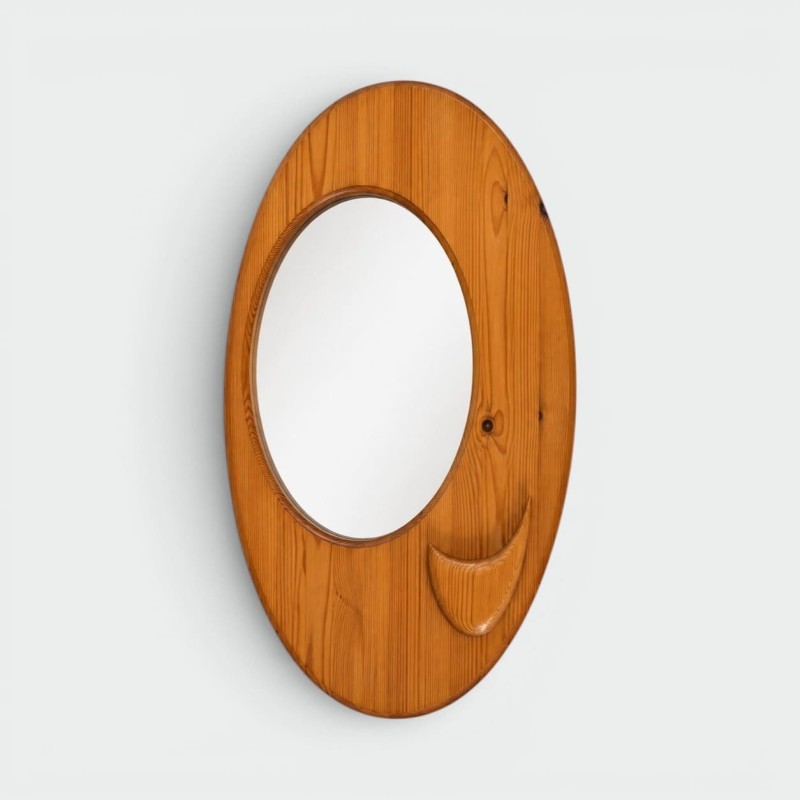Oval Mirror in Carved Solid Pine with Organic Form, Scandi | Maison Barrois