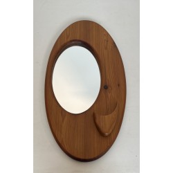 Miroir Ovale en Pin Massif Sculpté à Forme Organique, Trav | Maison Barrois