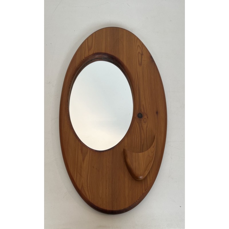 Miroir Ovale en Pin Massif Sculpté à Forme Organique, Trav | Maison Barrois