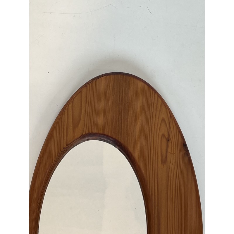 Miroir Ovale en Pin Massif Sculpté à Forme Organique, Trav | Maison Barrois