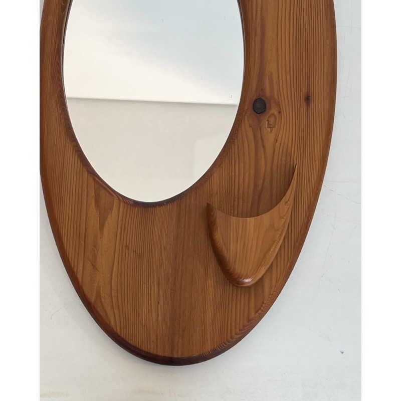 Oval Mirror in Carved Solid Pine with Organic Form, Scandi | Maison Barrois