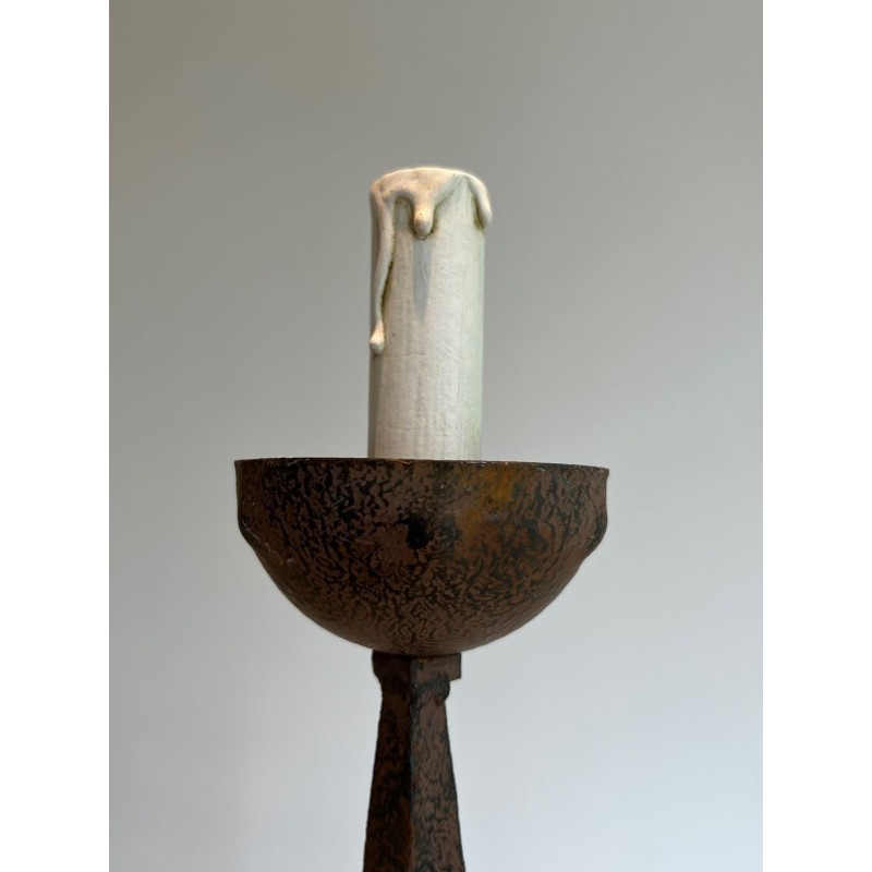 Five-Light Wrought Iron Candelabra, French Work, circa 1950