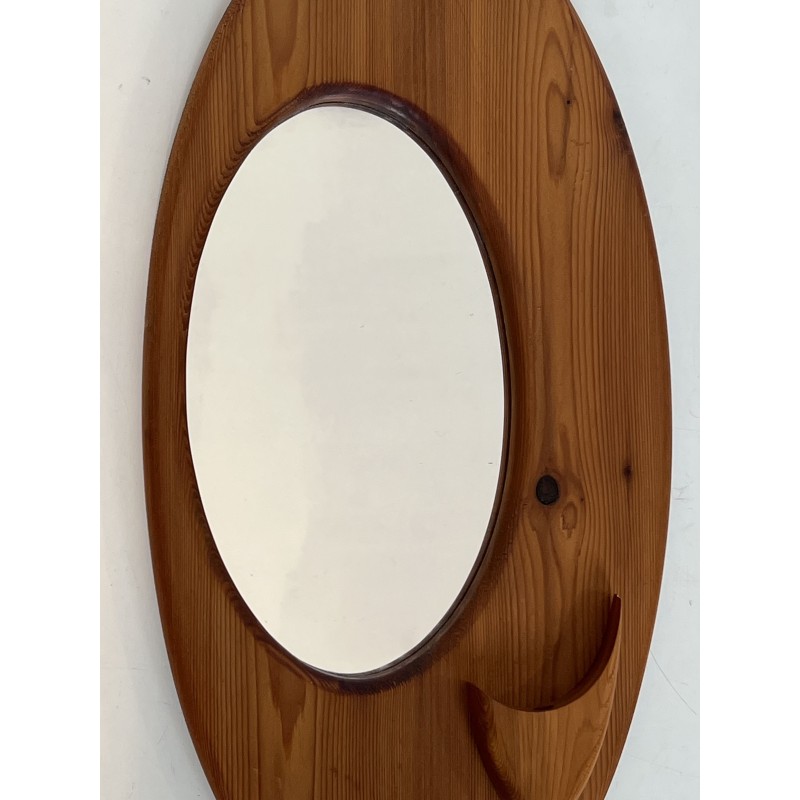 Miroir Ovale en Pin Massif Sculpté à Forme Organique, Trav | Maison Barrois