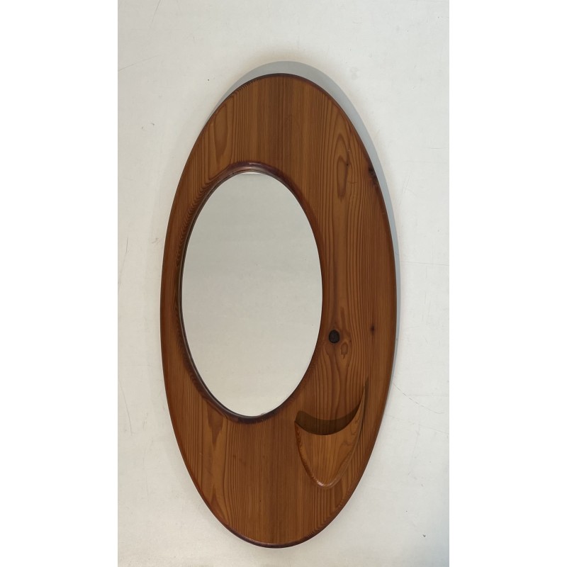 Oval Mirror in Carved Solid Pine with Organic Form, Scandi | Maison Barrois