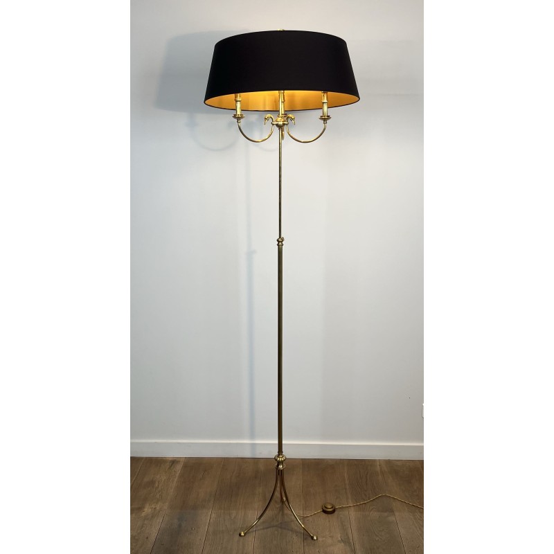 Lampadaire Tripode en Laiton à Trois Bras aux Cygnes, Mais | Maison Barrois