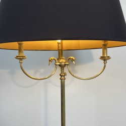 Lampadaire Tripode en Laiton à Trois Bras aux Cygnes, Mais | Maison Barrois
