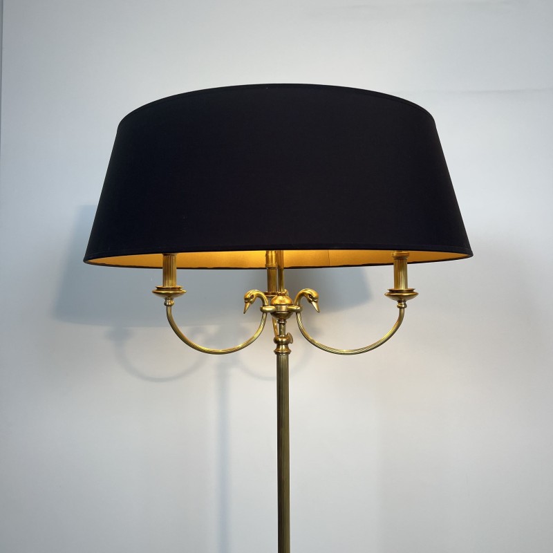 Lampadaire Tripode en Laiton à Trois Bras aux Cygnes, Mais | Maison Barrois
