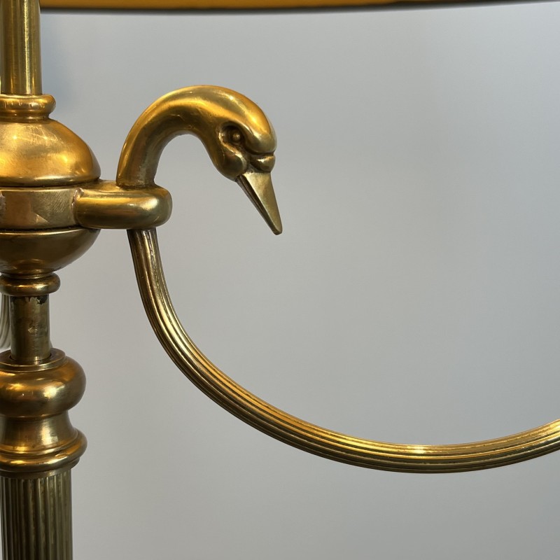 Lampadaire Tripode en Laiton à Trois Bras aux Cygnes, Mais | Maison Barrois