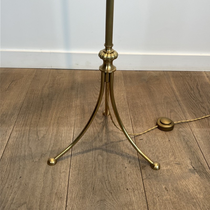 Lampadaire Tripode en Laiton à Trois Bras aux Cygnes, Mais | Maison Barrois