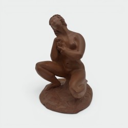 Statue Femme Nue Terre Cuite N. Hottot, XXe Siècle