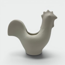 Coq Céramique Blanche dans le Goût de Jouve, Vers 1950