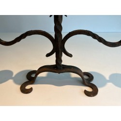 Five-Light Wrought Iron Candelabra, French Work, circa 1950