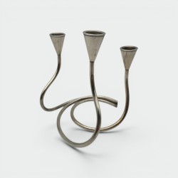 Bougeoir Métal Argenté 3 Bougies, Vers 1970