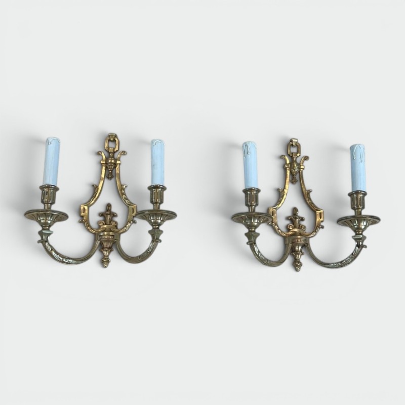 Paire d'Appliques en Bronze de Style Louis XVI de Lucien Gau