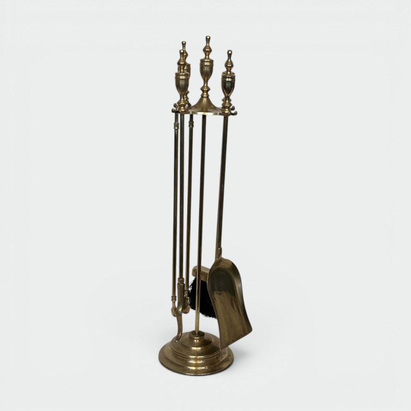 Neoclassical Brass Fireplace Tool Set 1940 | Maison BARROIS